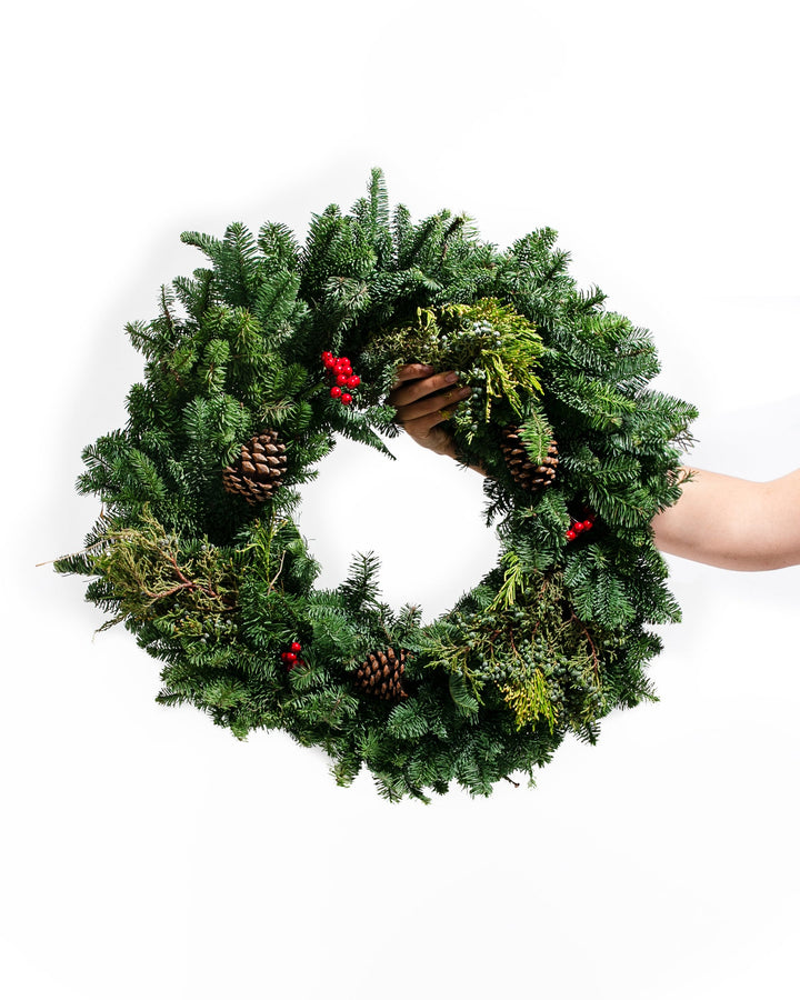 Fresh Cut Noble Fir, Juniper & Cedar Holiday Wreath